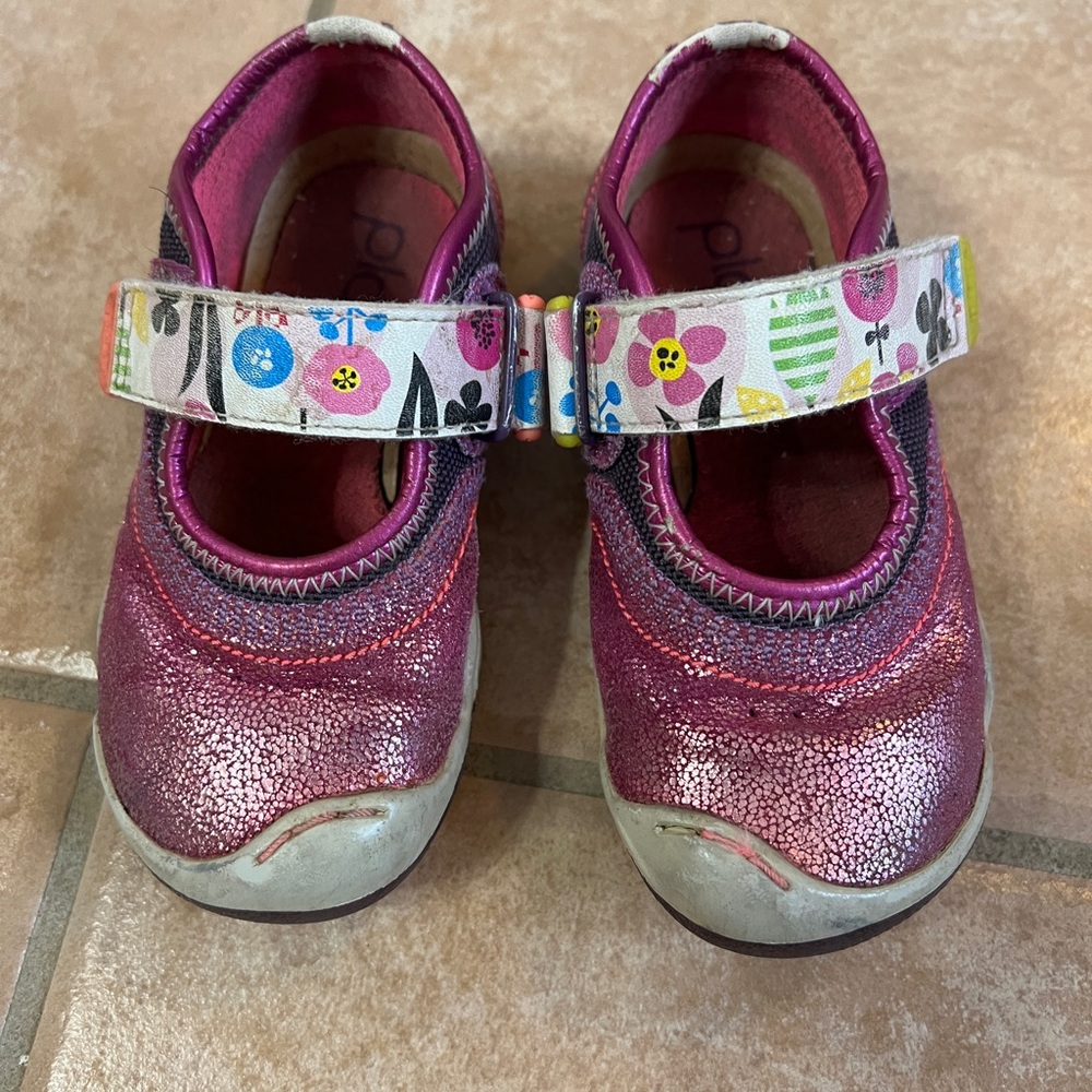 Toddler 7.5 Shimmery pink and purple PLAE Mary Jane Shoes